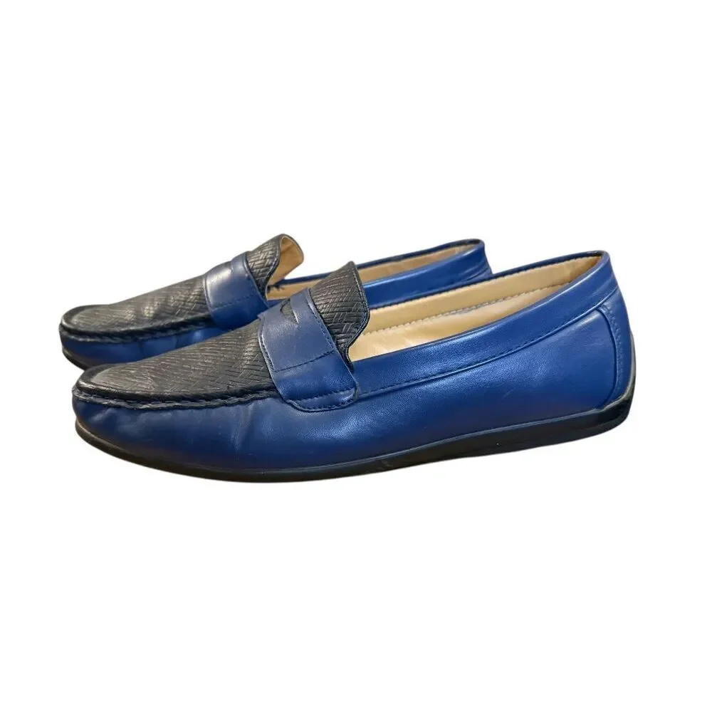 Andrew Fezza Slip-On Loafer Driver Shoes Navy/Black Sz. 9.5 Dress Preppy